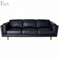 Foshan Classic Furniture Black Leather Seater Couch Sofa